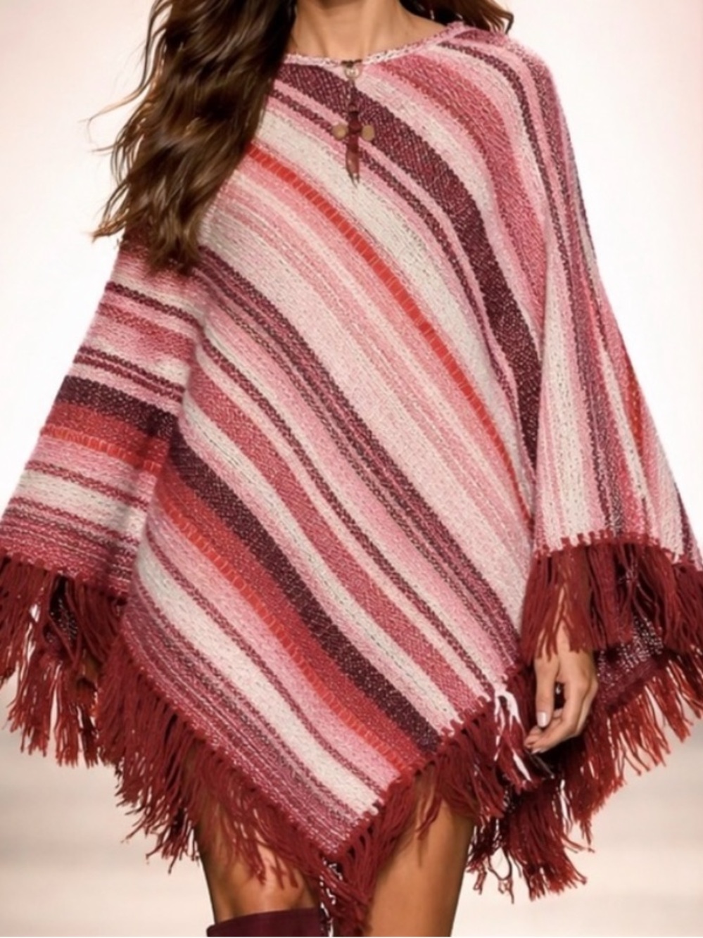 Vintage HandMade 100% real wool woven Elegant Multicolor Knit Cape